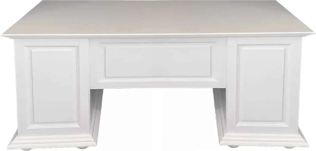 Birou lemn masiv alb Natalie, 160 × 76 × 76 cm