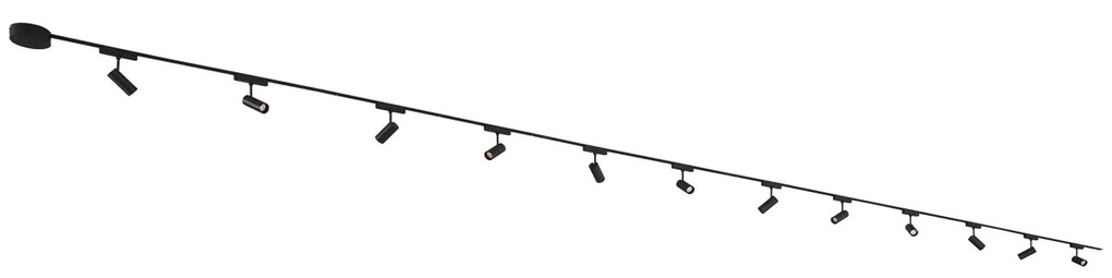 Sistem de iluminat modern pe șină cu 12 spoturi negre monofazate 600 cm - Magnetic Gert
