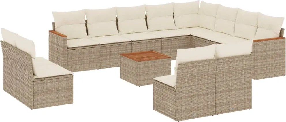 vidaXL Set canapele de grădină, 13 piese, cu perne, bej, poliratan