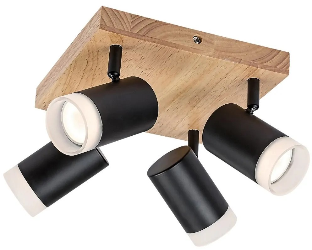 Plafoniera lemn stil nordic cu 4 spoturi Toras