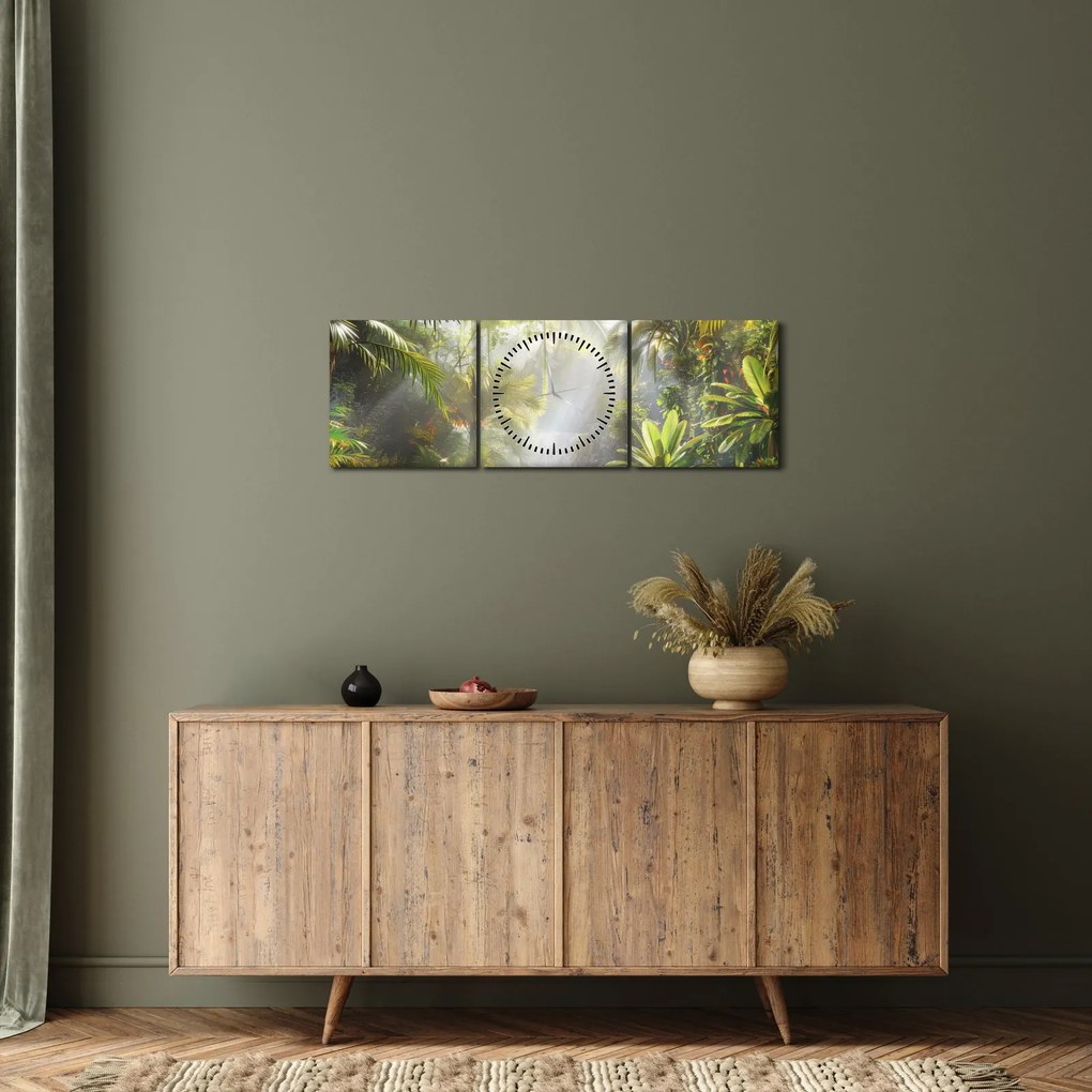 Tablou - Pădure tropicală (cu ceas) (90x30 cm)