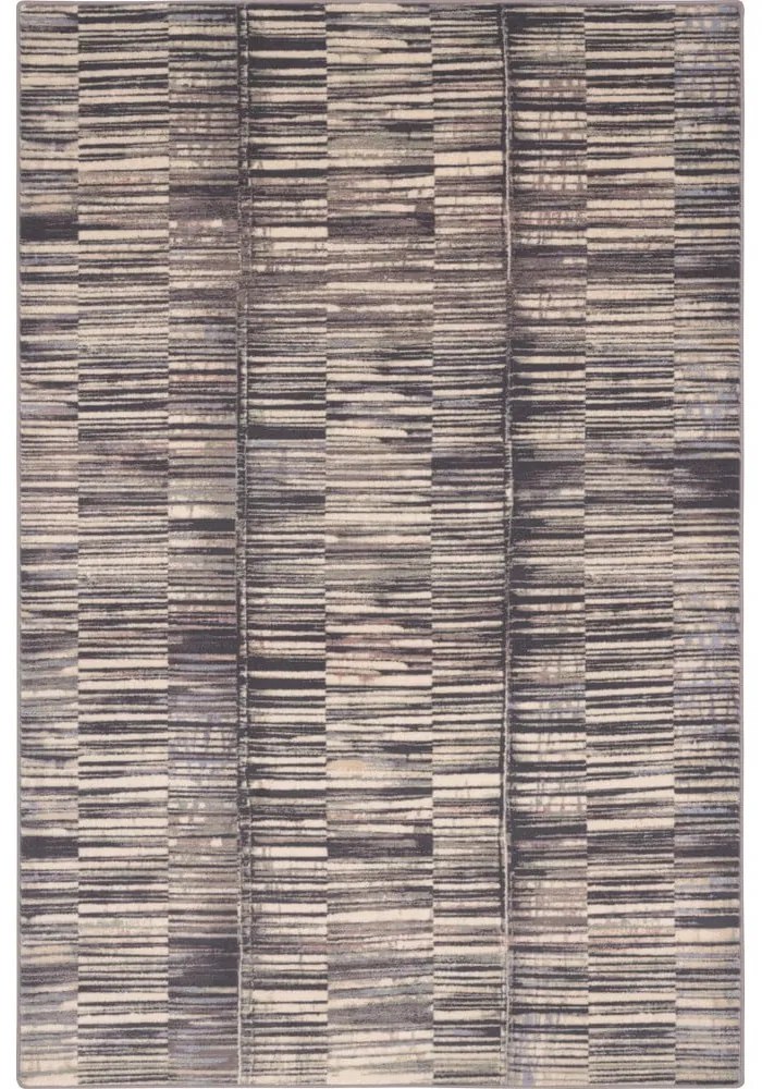 Covor gri din lână 133x180 cm Grids – Agnella