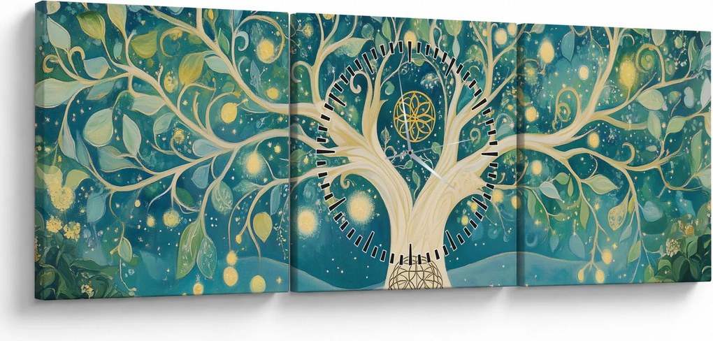 Tablou – Arbore magic cu spirale (cu ceas) (90x30 cm)