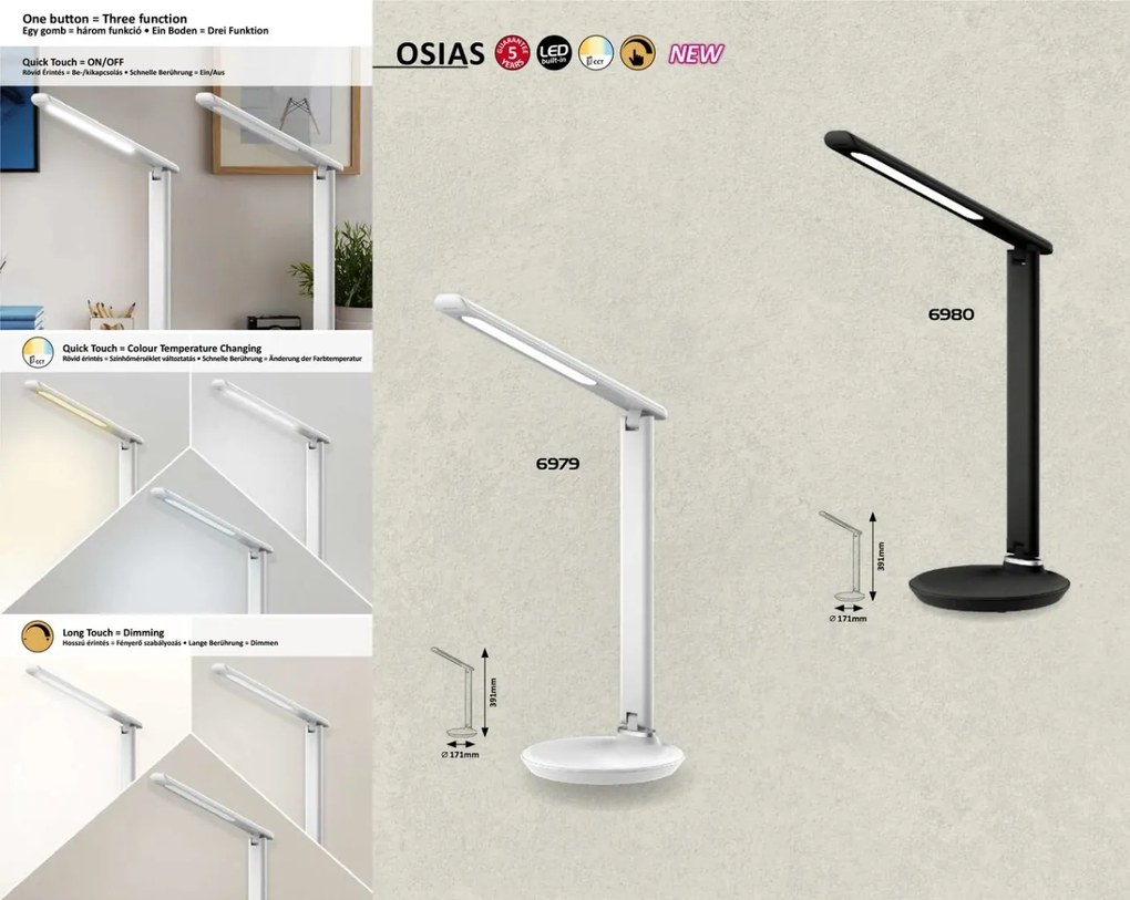Veioza / Lampa LED de birou reglabila Osias negru