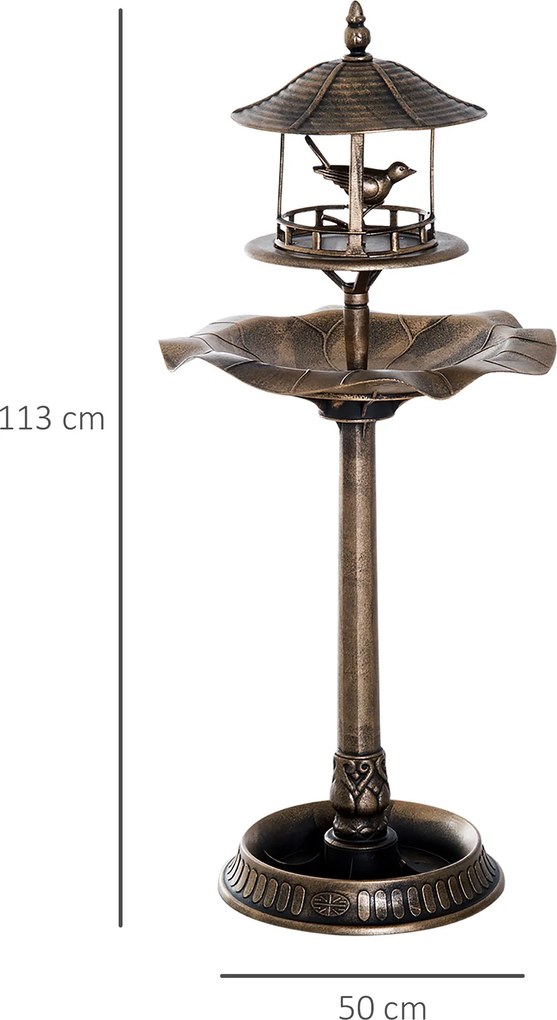 Outsunny Baie pentru păsări, adăpătoare și ghiveci 3 în 1 dim. Ø 50 x 113H cm polipropilenă bronz antic | Aosom Romania