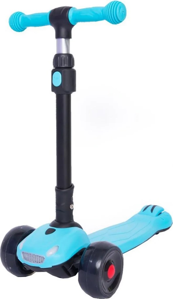 Trotineta copii cu roti luminoase din silicon NOVOKIDS™ Furious , cu melodii si lumini, 3 roti,pliabila, maner reglabil pe inaltime,maxim 50 kg,