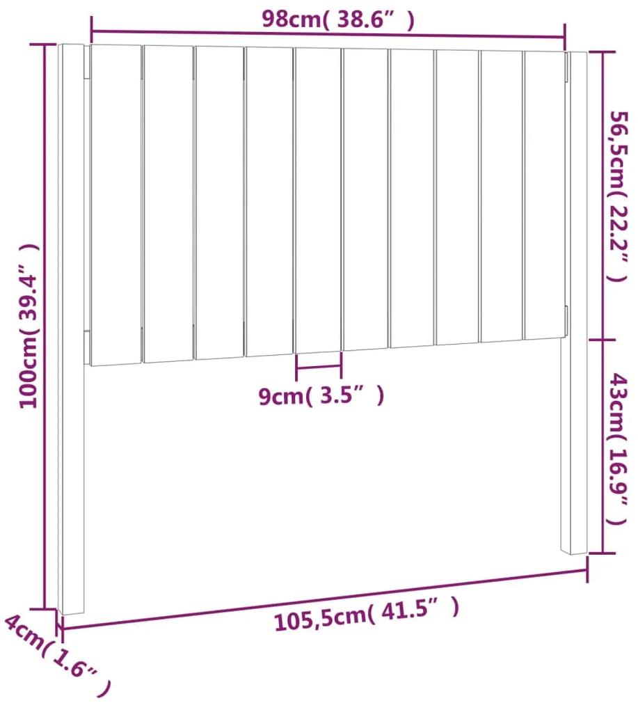 Tablie de pat, gri, 105,5x4x100 cm, lemn masiv de pin 1, Gri, 105.5 x 4 x 100 cm