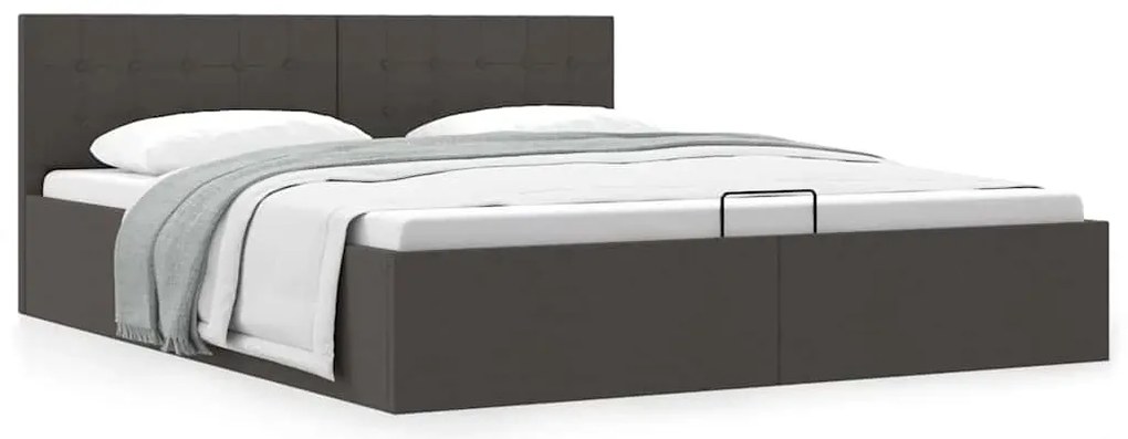 vidaXL Cadru pat hidraulic depozitare, gri închis, 180x200 cm, textil