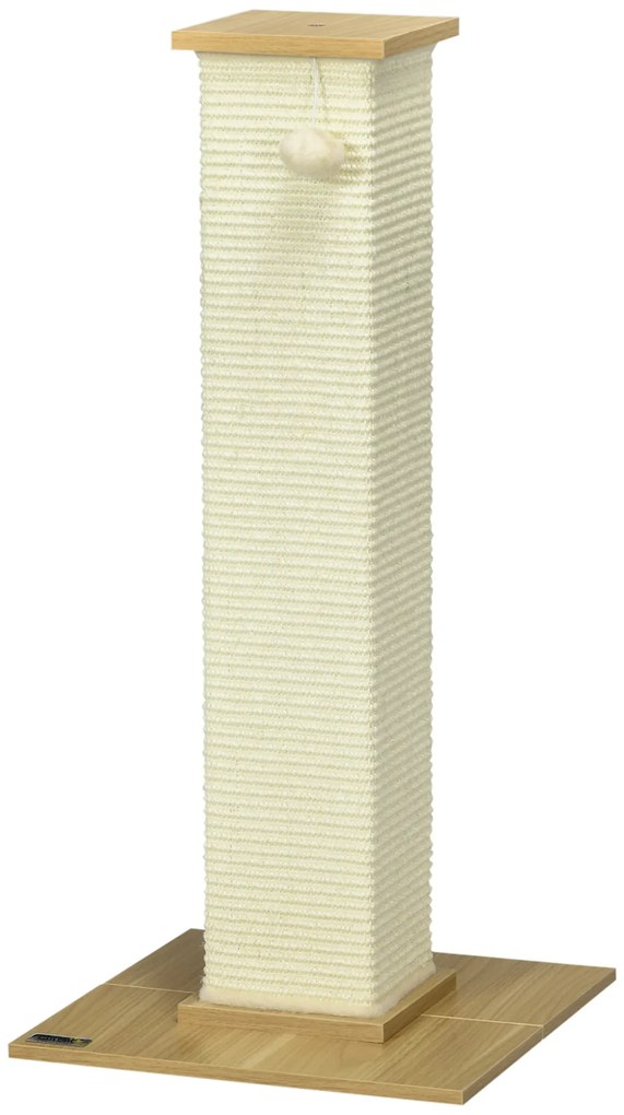 PawHut Kratzbaum cu jucării, 38 cm x 38 cm x 80 cm, Bej + Natur | Aosom Romania