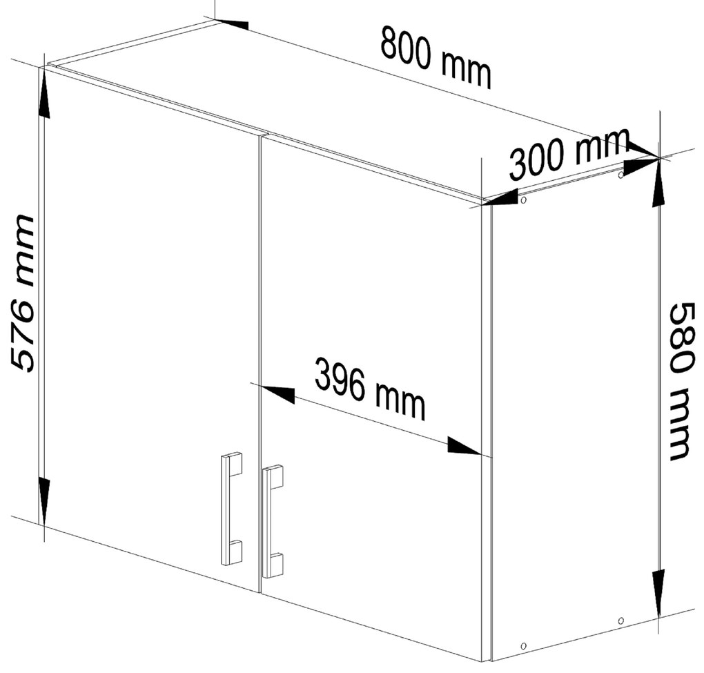 Dulap superior de bucătărie Lula w80 (Alb + stejar sonoma). 1068597