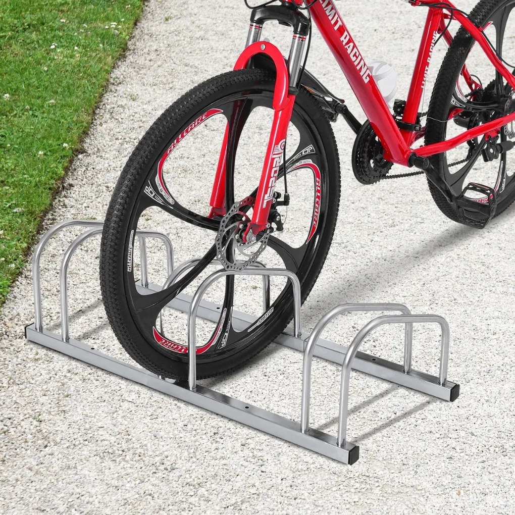Suport pentru 3 biciclete BIKE, 84x32x27cm, argintiu Jurhan