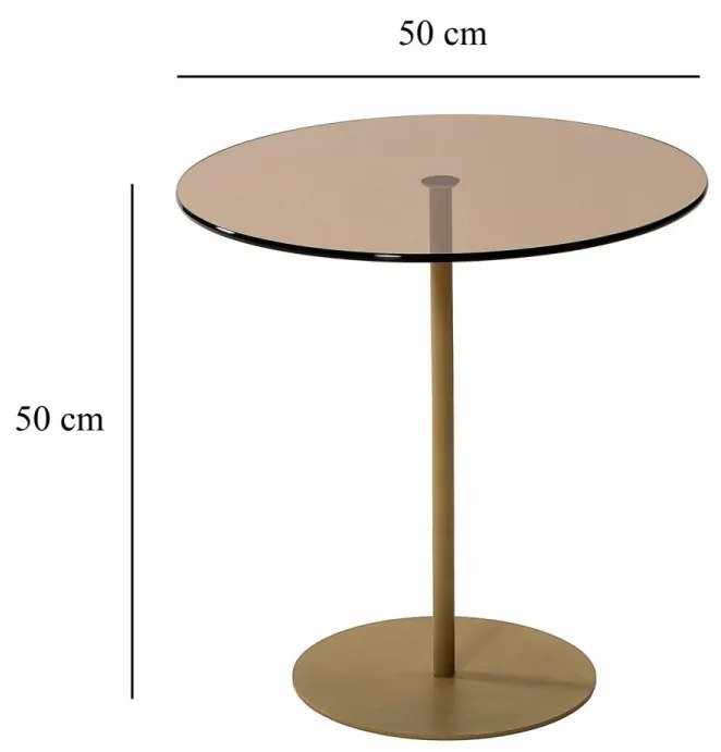 Masuta Auxiliara, Sticla Temperata / Metal, Chill-Out, Auriu / Bronz