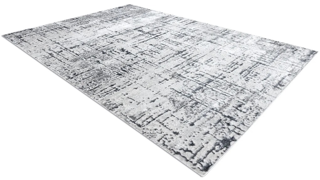 Covor MEFE modern 8722 Linii vintage - structural două niveluri de lână gri / alb
