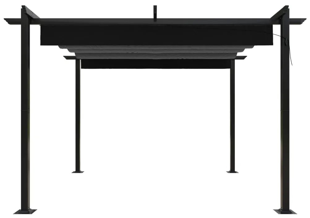 Pavilion de gradina, acoperis retractabil, antracit, 3x3 m Antracit, 3 x 3 x 2.2 m