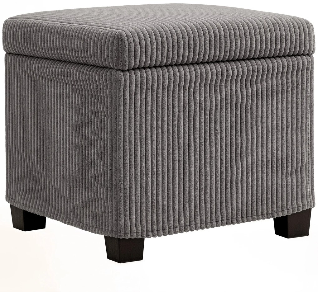 HOMCOM Cutie puf depozitare 30 L cu capac detașabil, puf ottoman cube umplutură din catifea groasă, 40 x 40 x 40 cm, gri | Aosom Romania