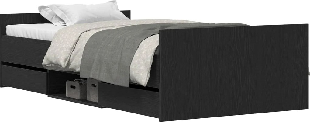 vidaXL Cadru de pat Stejar Negru 193 x 93 x 50 cm Lemn compozit