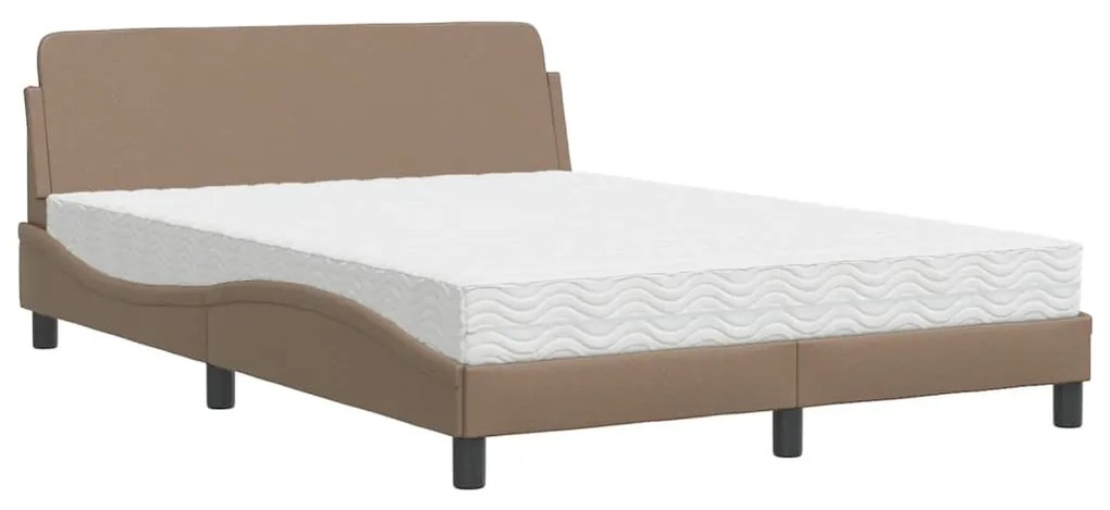 3208401 vidaXL Pat cu saltea, cappuccino, 140x190cm piele ecologică