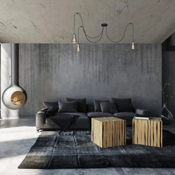 Lustră pe cablu TUBE LONG 5xE27/15W/230V negru/crom