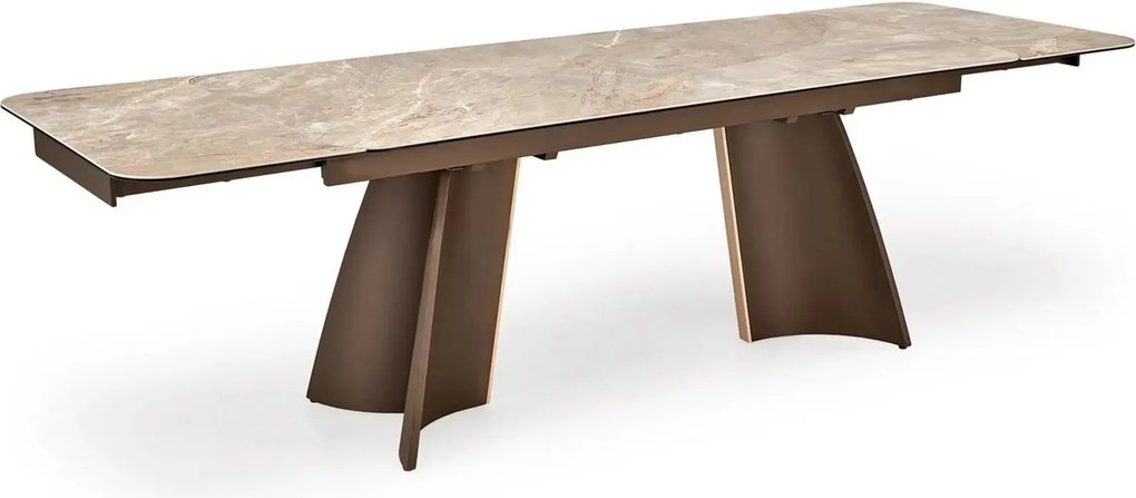 Masa extensibila VESNA, bej/maro, ceramica/sticla/metal/lemn, 180/260x
