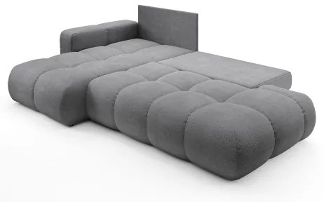 Colțar extensibil ALMADA, tapițat, cu spațiu de depozitare, orientare stânga, gri