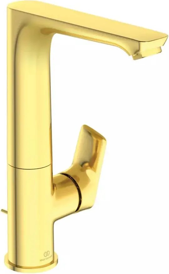 Baterie lavoar inalta Ideal Standard Connect Air auriu periat cu ventil si pipa rotativa
