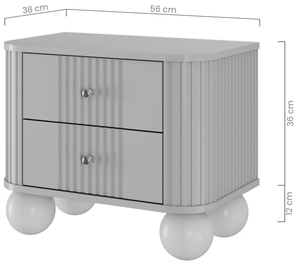 Set noptiere Vesper 56 cm - cașmir / mânere aurii / picioare sferice