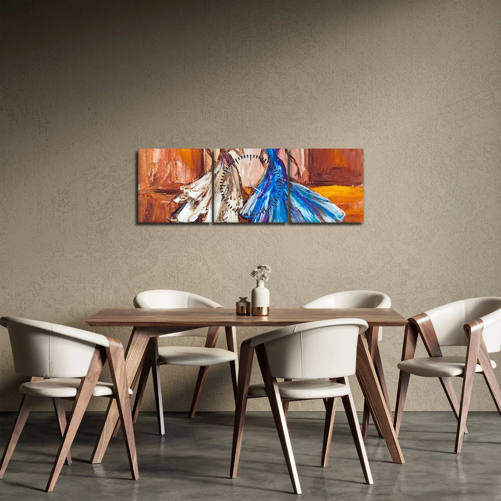 Tablou - Dansatoare, pictură în ulei (cu ceas) (90x30 cm)