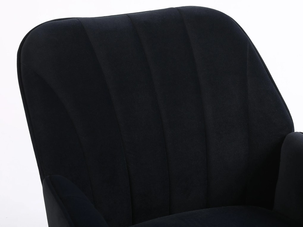 Fotoliu de salon din catifea, Design ergonomic, Negru