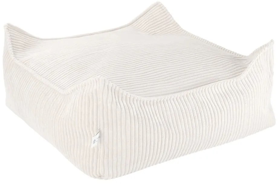 Fotoliu puf pentru copii crem cu tapițerie din catifea reiată Square – Wigiwama