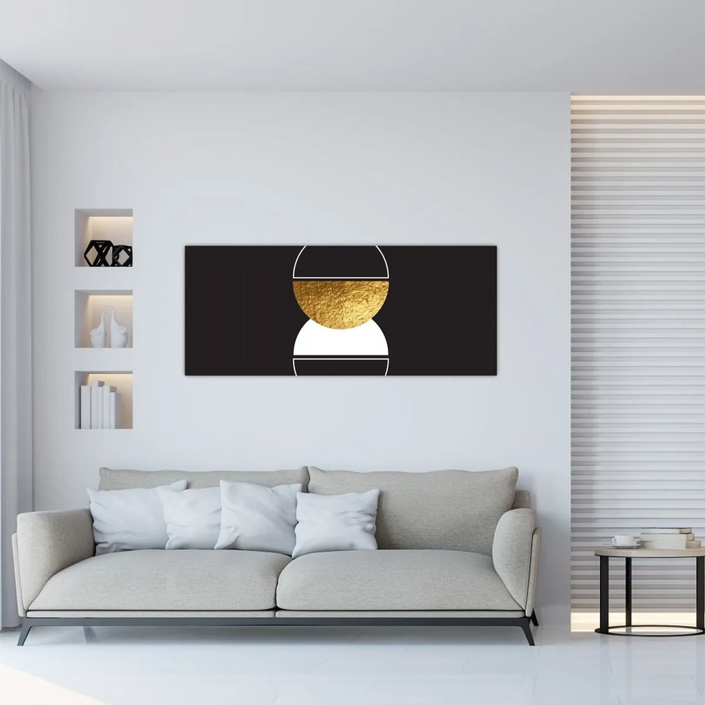 Tablou - Abstracție de aur și negru N⁰2 (120x50 cm)