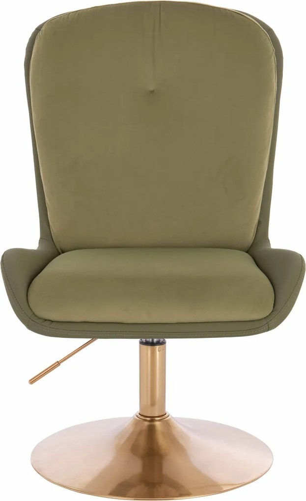 HR690N Scaun Velvet&amp;soft Piele Pu Măsline/Khaki Bază Aurie