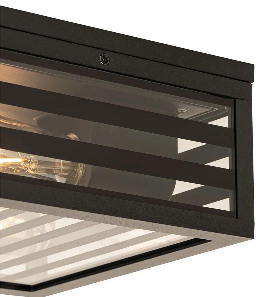 Plafoniera moderna pentru exterior cu sticlă neagră cu 2 lumini IP44 - Reims