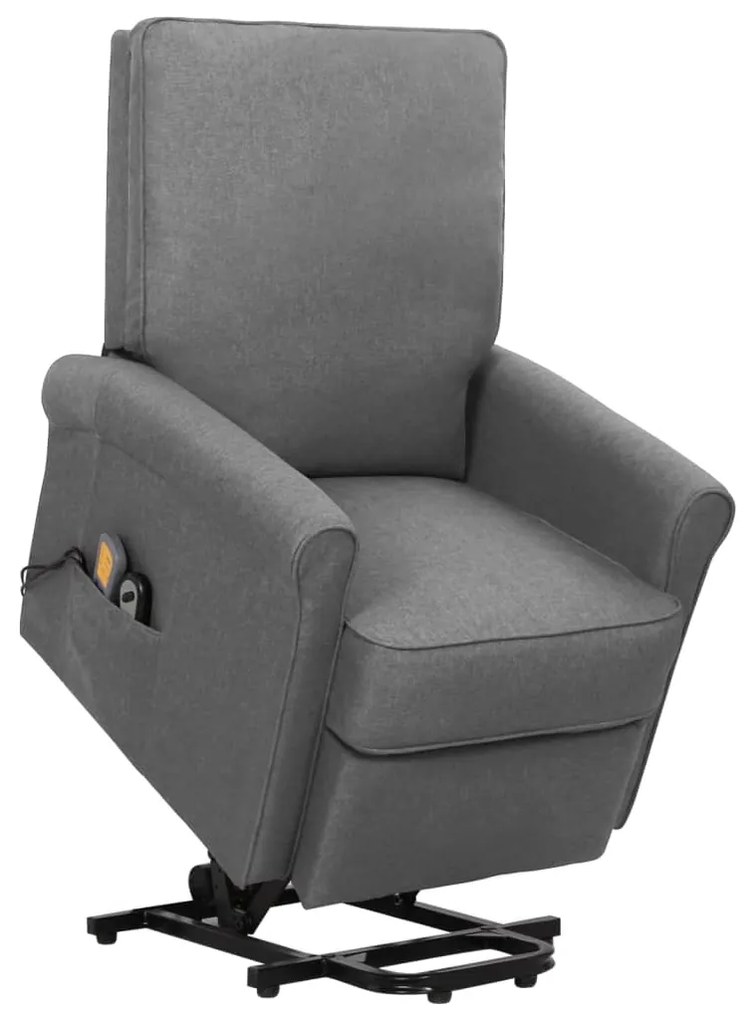 329729 vidaXL Fotoliu de masaj rabatabil cu ridicare, gri deschis, textil