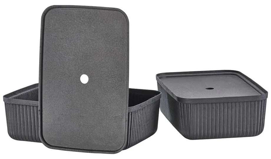 Cutii de depozitare negre 2 buc. cu capac 48x32x20,5 cm Pulp – Zone