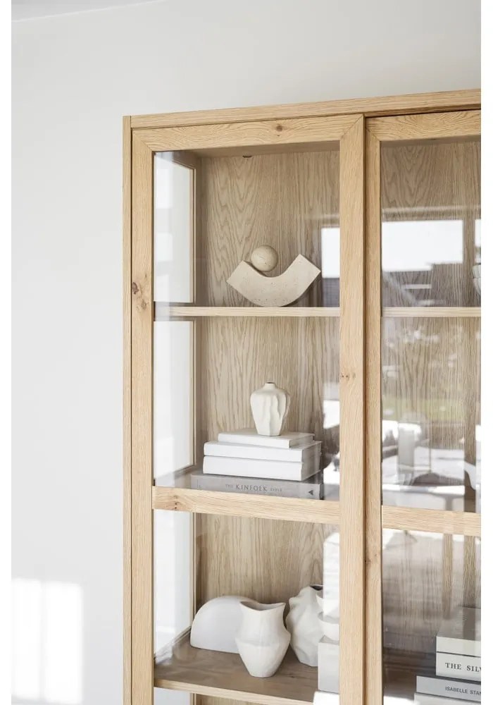 Vitrină natural cu aspect de lemn de stejar cu ușă glisantă 100x203 cm Hazelton – Rowico