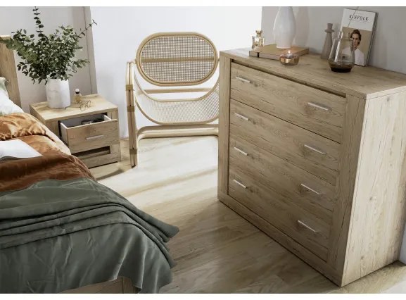 Comoda Thea Cu 4 Sertare, Stejar Shetland, 100 Cm