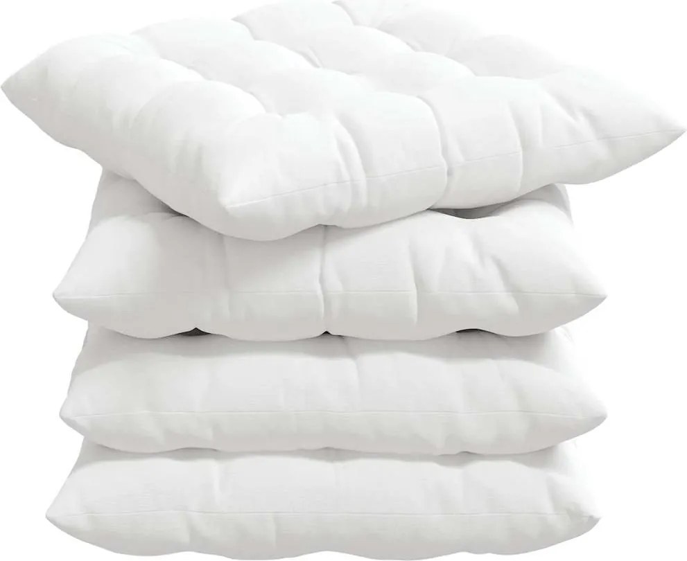 vidaXL Perne de Șezut 4 pcs Alb 40 x 40 x 6 cm țesătură