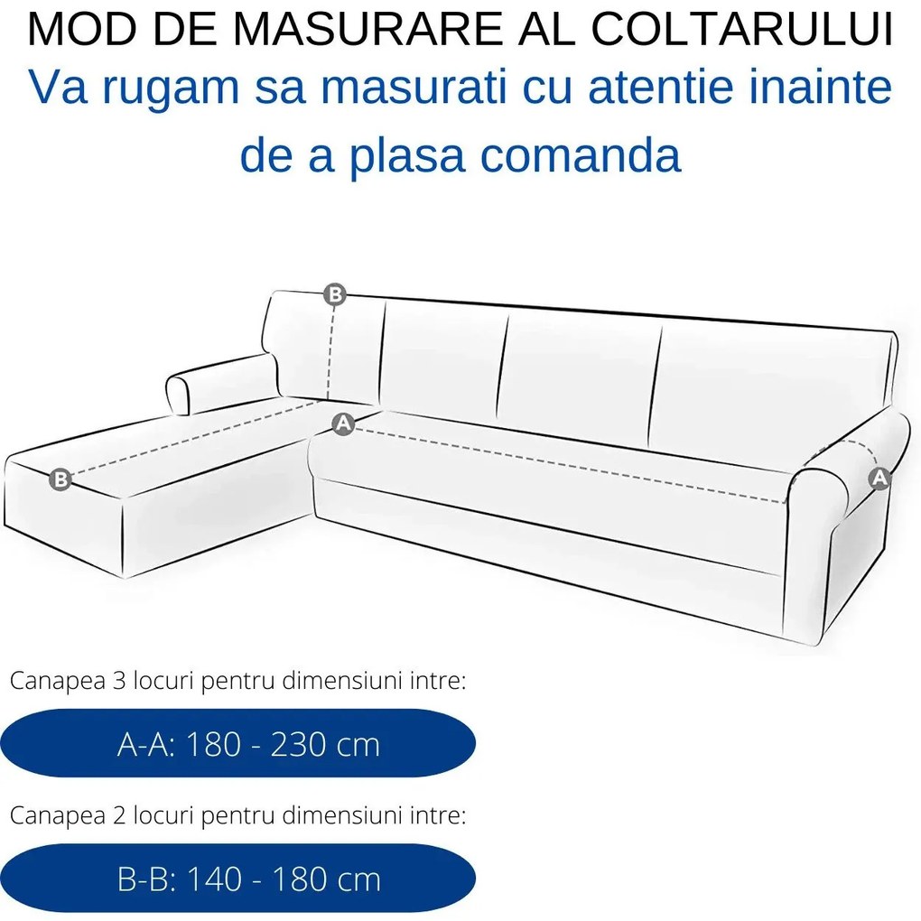 Set 2 huse elastice pentru coltar, marime: M+L, spandex, crem, HES-63