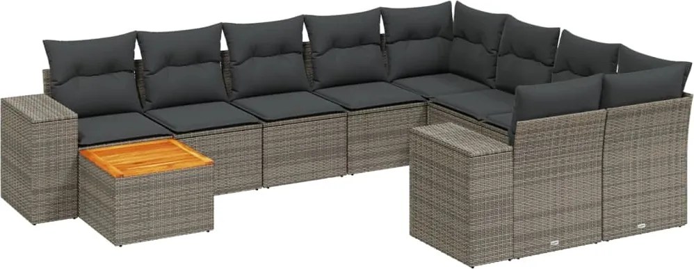 vidaXL Set canapele de grădină cu perne, 11 piese, gri, poliratan