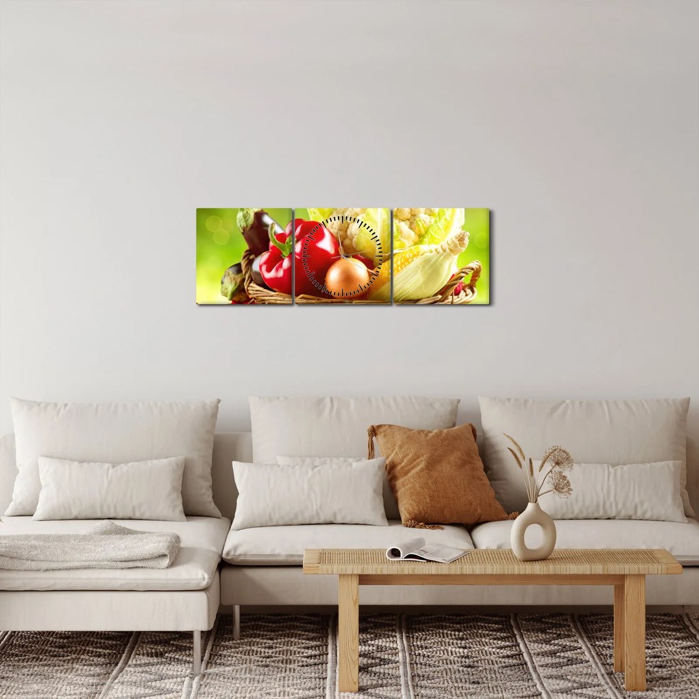 Tablou - Legume (cu ceas) (90x30 cm)