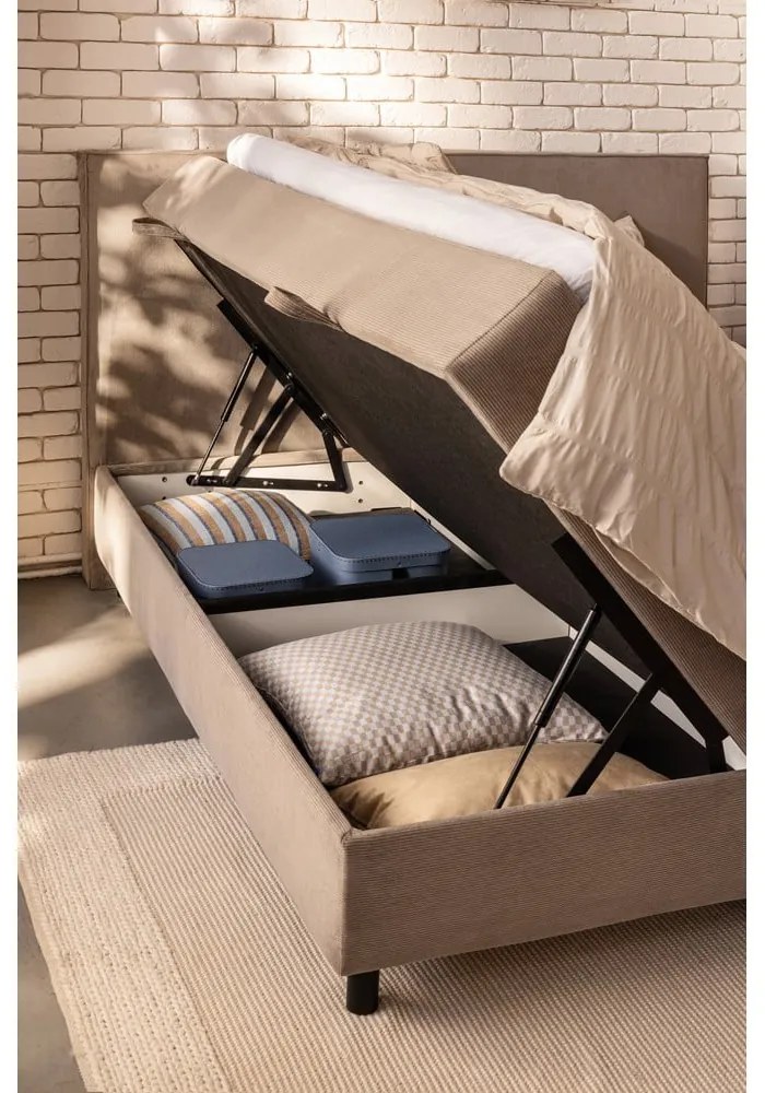 Pat boxspring bej cu spațiu de depozitare 180x200 cm Elva Bold – Bonami Selection