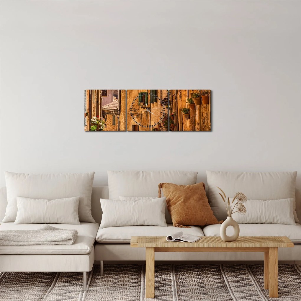 Tablou - Strada din Spania (cu ceas) (90x30 cm)