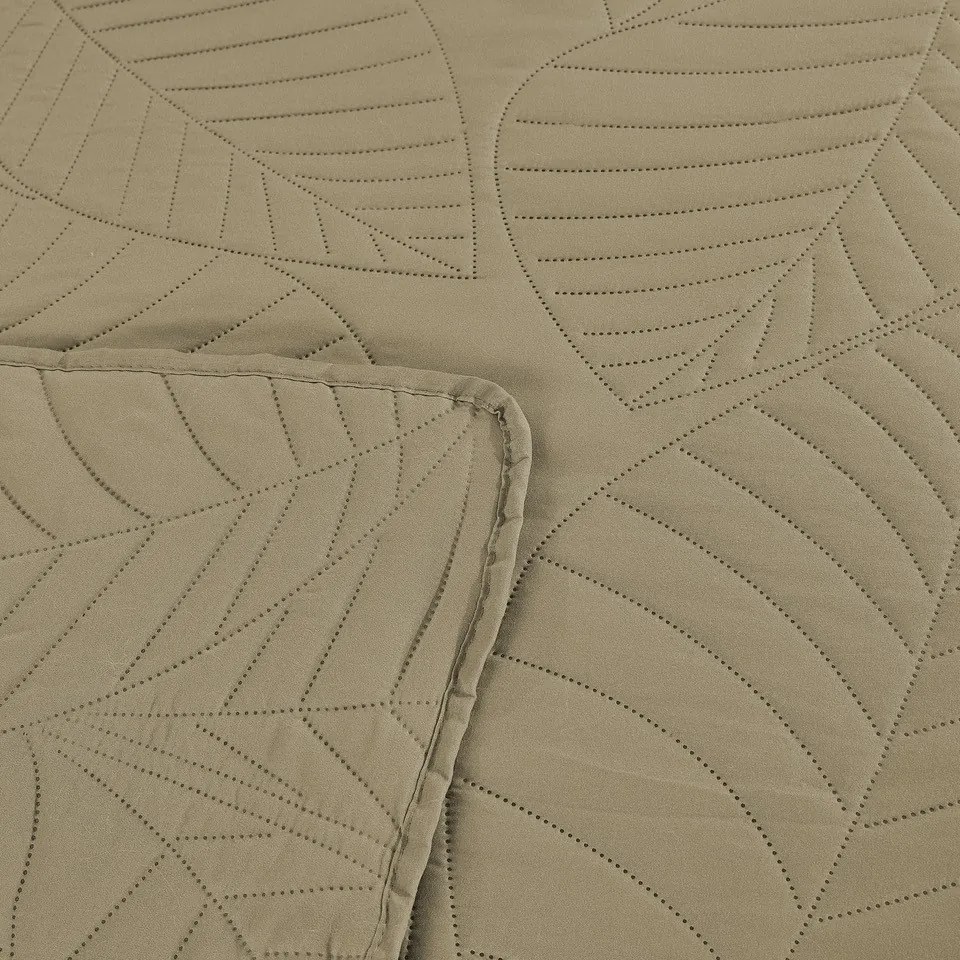 Cuvertura de pat bej cu model LEAVES Dimensiuni: 200 x 220 cm