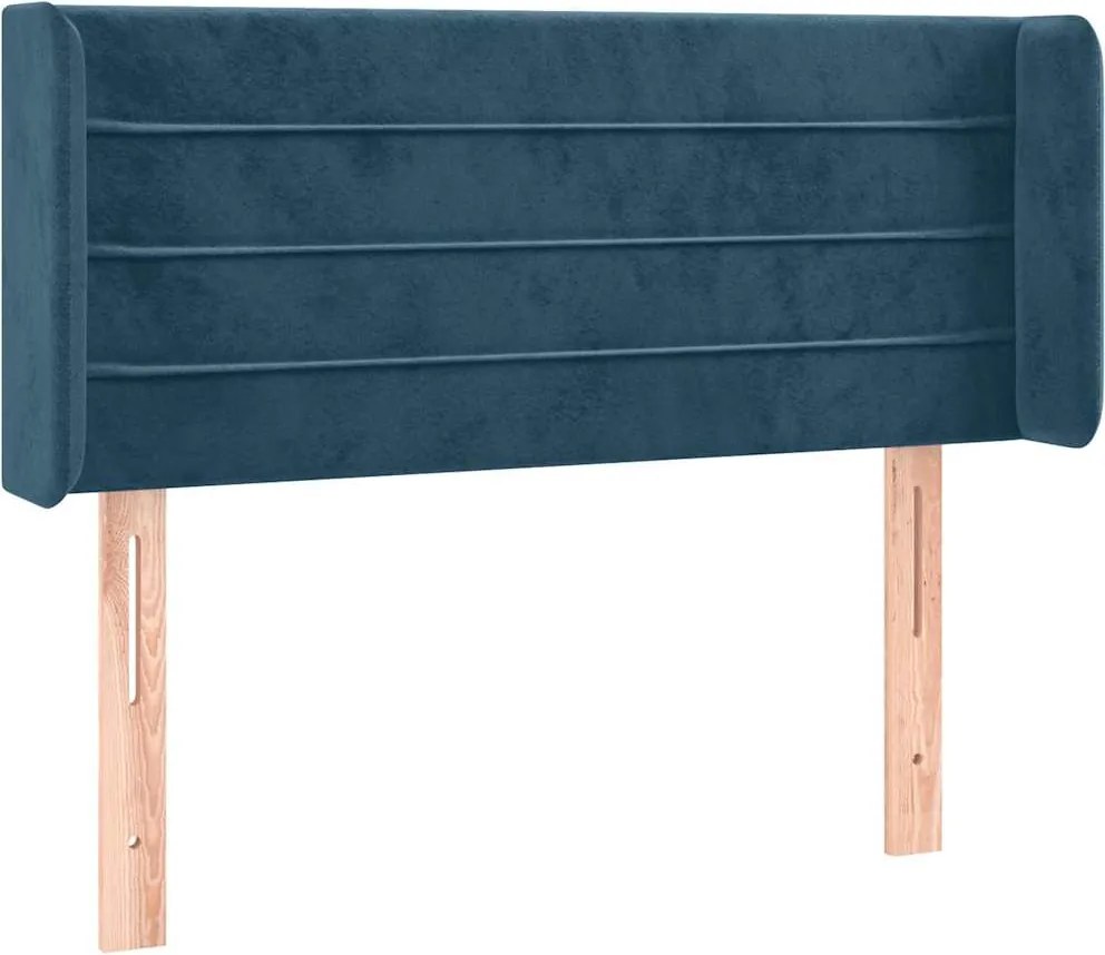 vidaXL Tăblie de pat cu LED, albastru închis, 103x16x78/88 cm, catifea