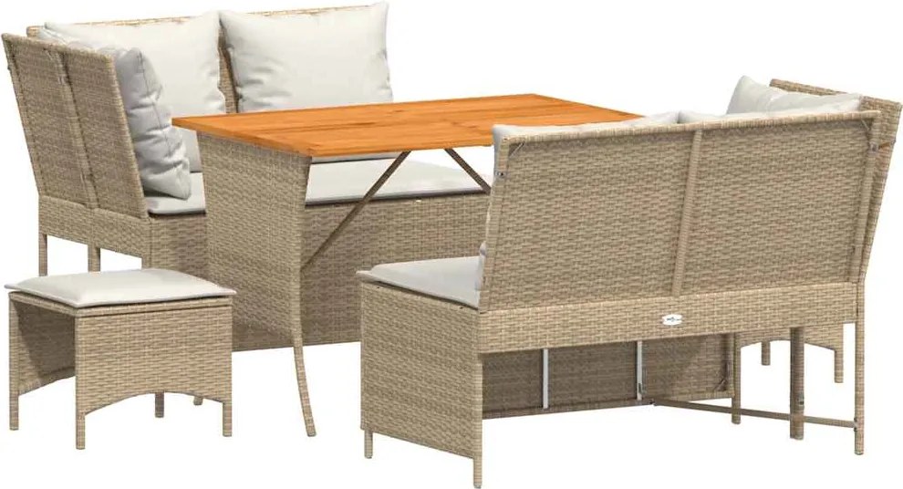 vidaXL Set canapele de grădină cu perne, 5 piese, bej, poliratan