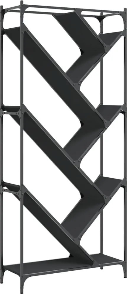 vidaXL Bibliotecă, negru, 79x30x180 cm, lemn prelucrat și metal