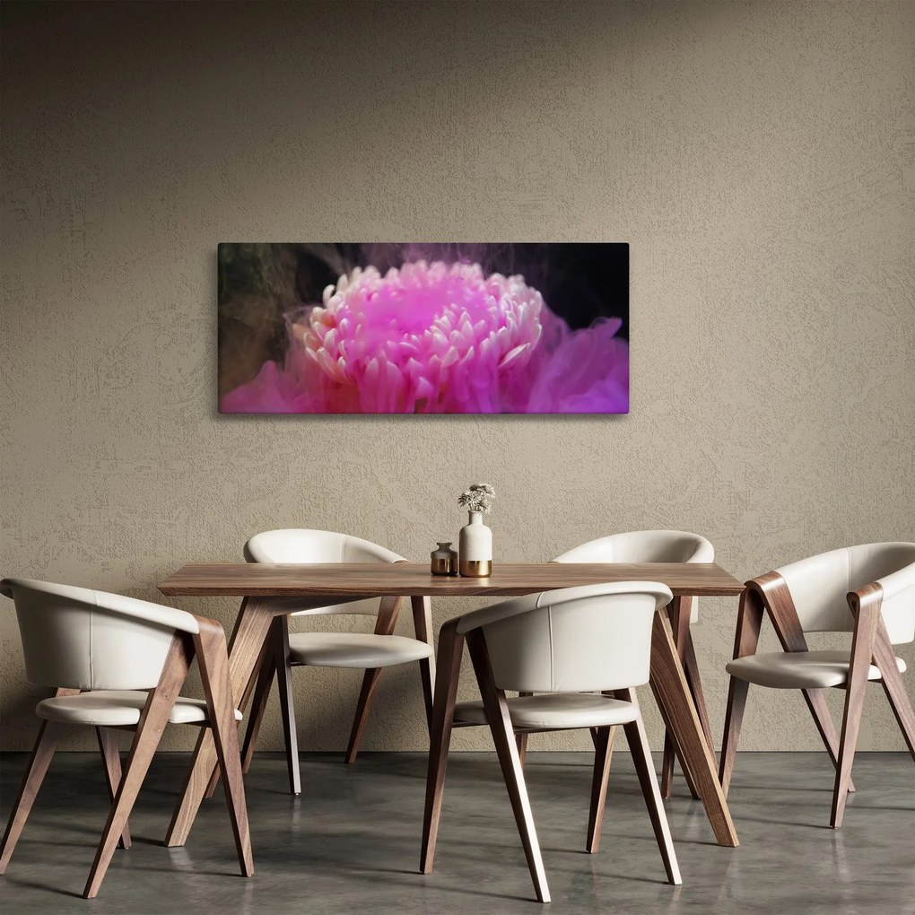 Tablou cu floare în fum roz (120x50 cm)