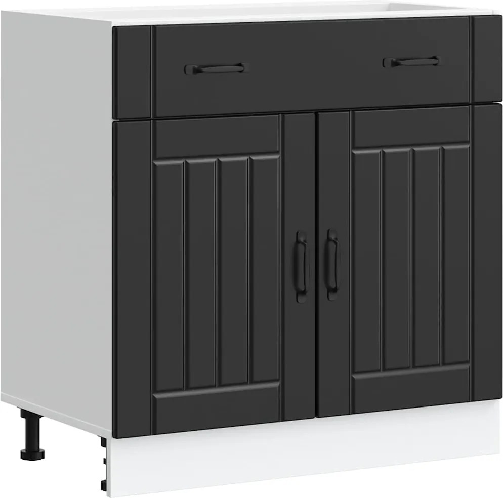 vidaXL Dulap de bază de bucătărie „Lucca” din lemn negru prelucrat
