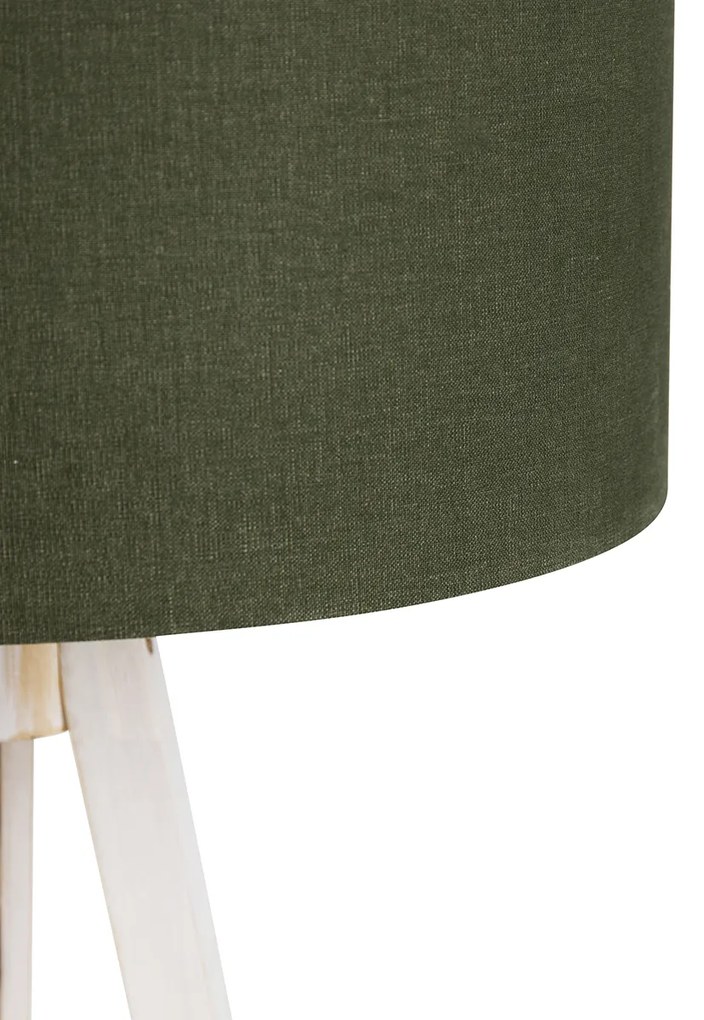 Lampă de podea trepied albă cu abajur din material textil verde închis 50 cm - Tripod Classic
