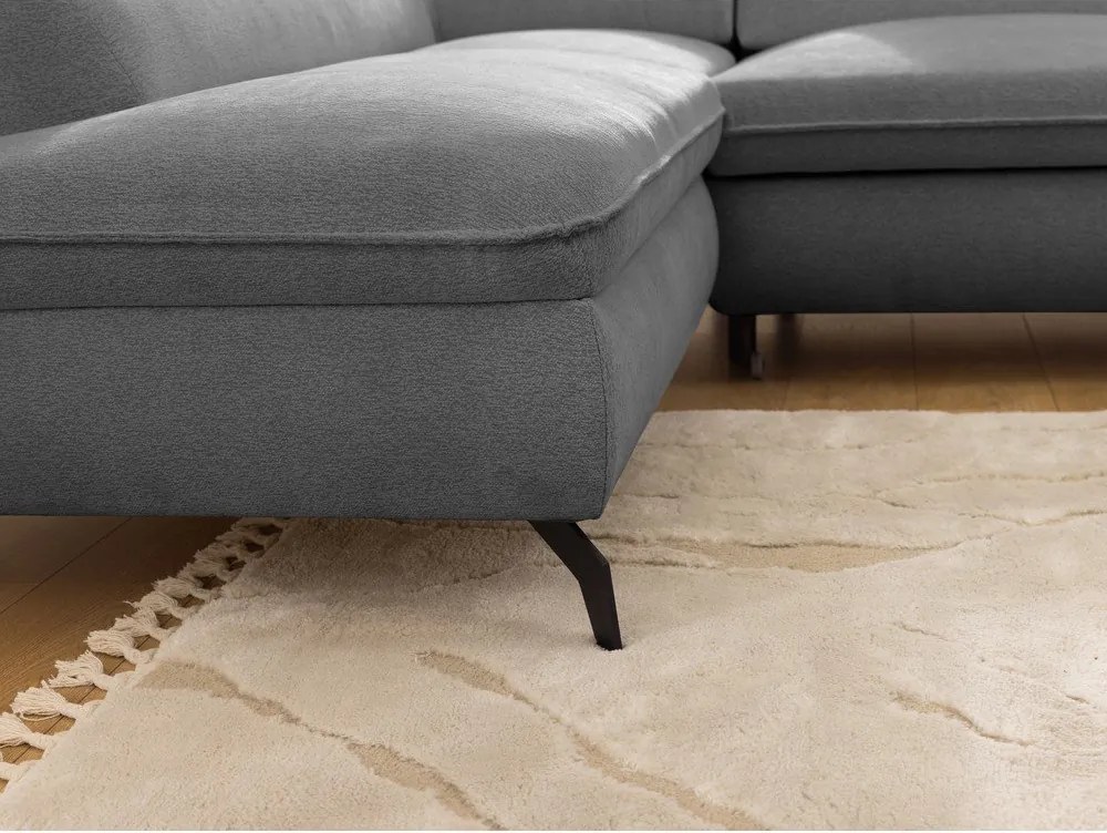 Colțar gri cu tapițerie din chenille (cu colț pe partea stângă/în formă de ”L”) Marbeya – Ropez